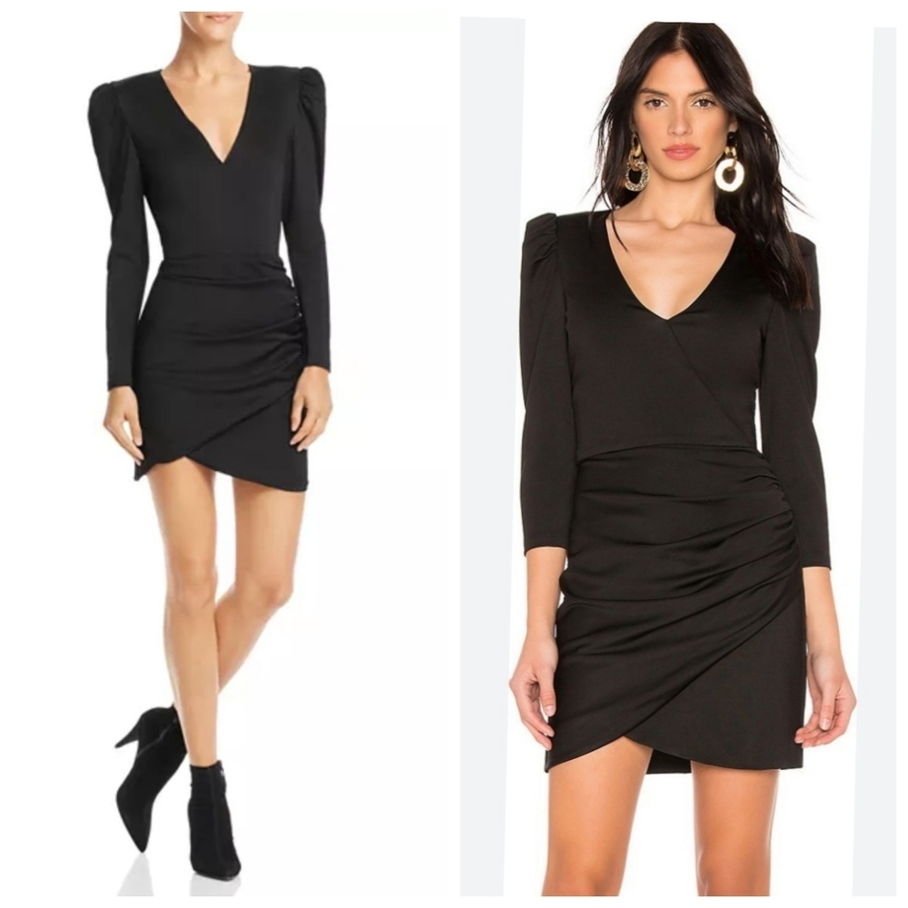 Alice + Olivia Judy Ruched Puff-Sleeve Dress Size 4